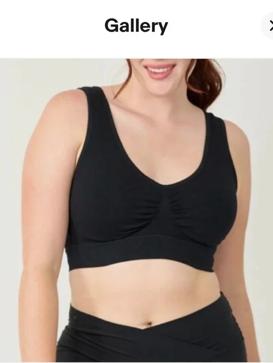 Seamless Comfortable Wide Strap No Underwire Black Bra Size XL - Picture 9 of 10